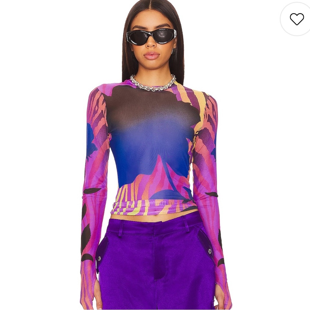 AFRM Purple and Black Long Sleeve Blouse